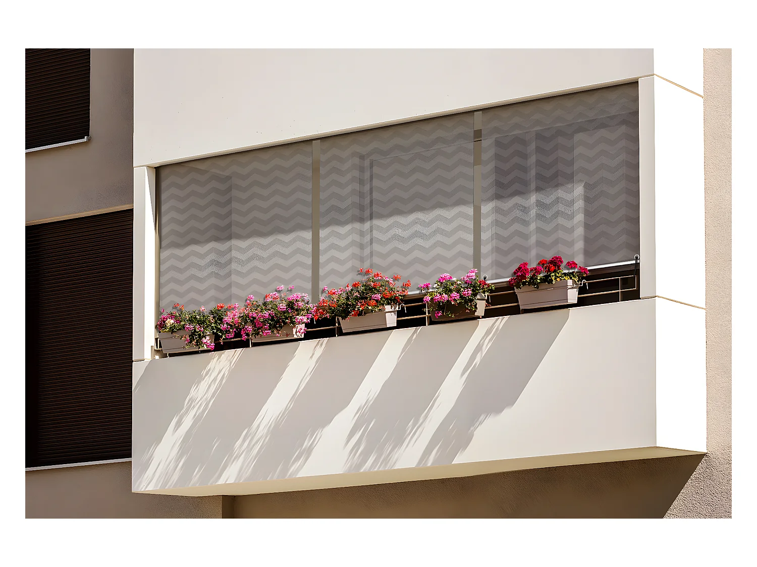 Store enrouleur extérieur moderne - 120x180 cm - Motif zigzag en gris Rideau de balcon, Stores enrouleurs de balcon, Rideau de protection solaire