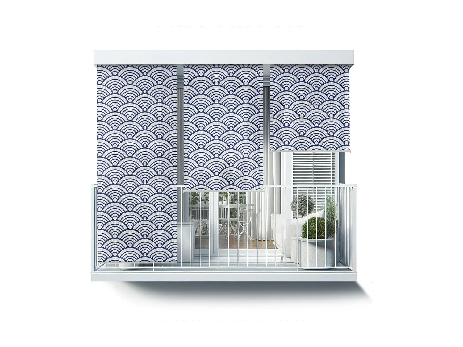 Store enrouleur extérieur élégant - 120x290 cm - Motif de style japonais Rideau de balcon, Stores enrouleurs de balcon et Rideau de protection solaire