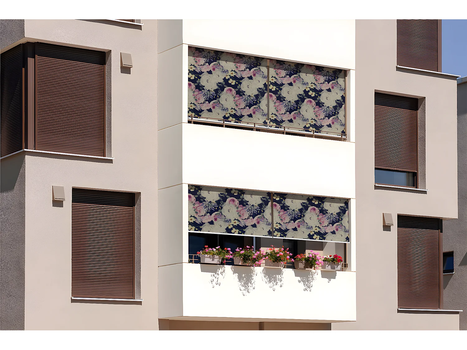 Store enrouleur extérieur unique - 150x180 cm - Fleurs pastel Rideau de balcon, Stores enrouleurs de balcon, Rideau pare-soleil