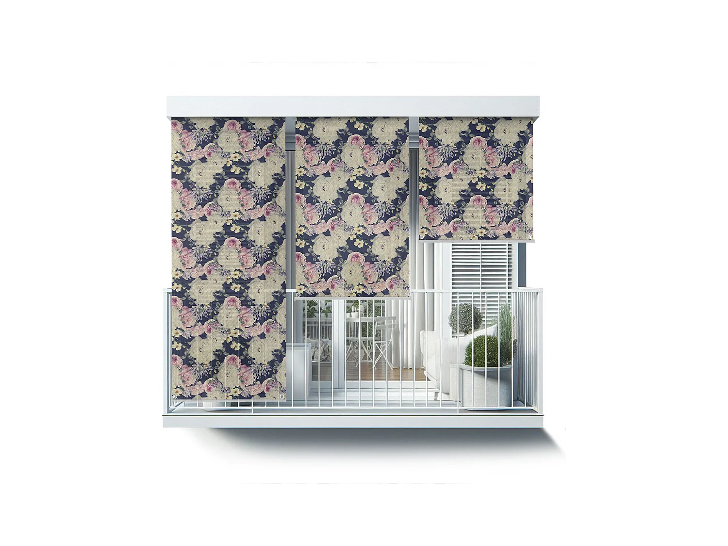 Store enrouleur extérieur unique - 40x180 cm - Fleurs pastel Rideau de balcon, Stores enrouleurs de balcon, Rideau pare-soleil