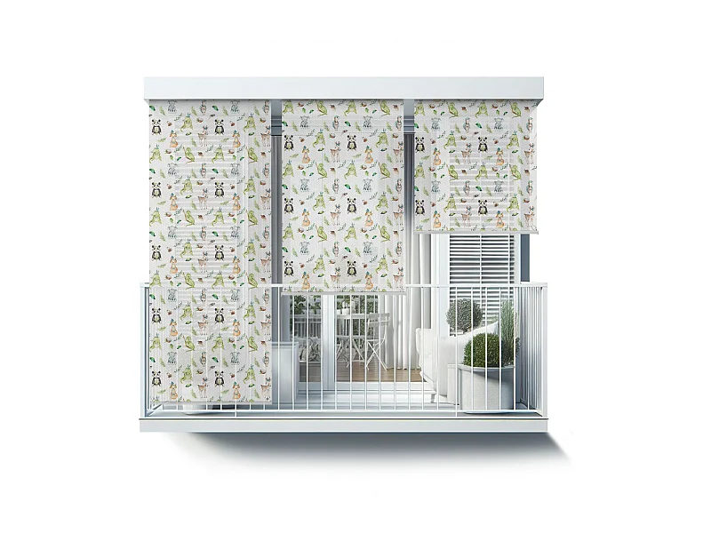 Magnifique store enrouleur extérieur - 120x180 cm - Animaux dans la forêt Rideau de balcon, Stores de balcon, Rideau pare-soleil