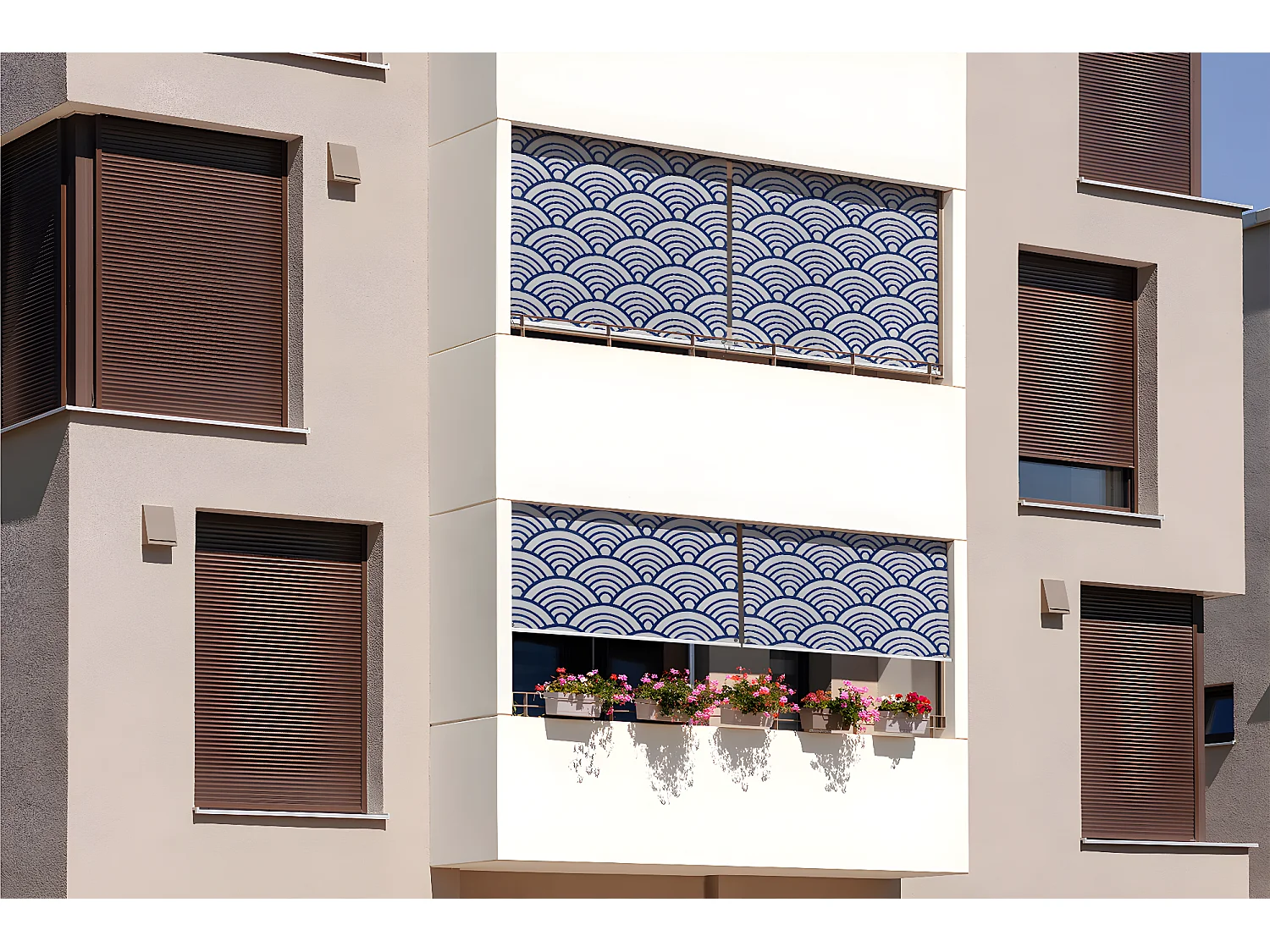 Store enrouleur extérieur élégant - 100x180 cm - Motif de style japonais Rideau de balcon, Stores enrouleurs de balcon et Rideau de protection solaire