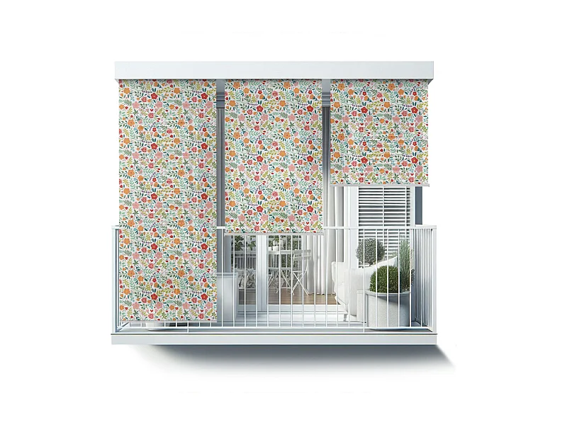 Einzelnes Außenrollo - 80x180 cm - Bunter Wiesen-Balkonvorhang, Balkonrollos, Sonnenschutzvorhang