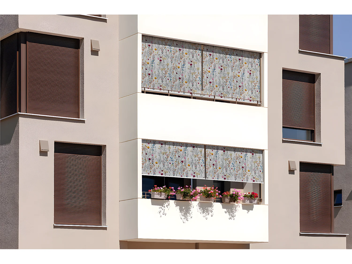 Store enrouleur extérieur élégant - 150x290 cm - Prairie fleurie colorée Rideau de balcon, Stores enrouleurs de balcon, Rideau de protection solaire