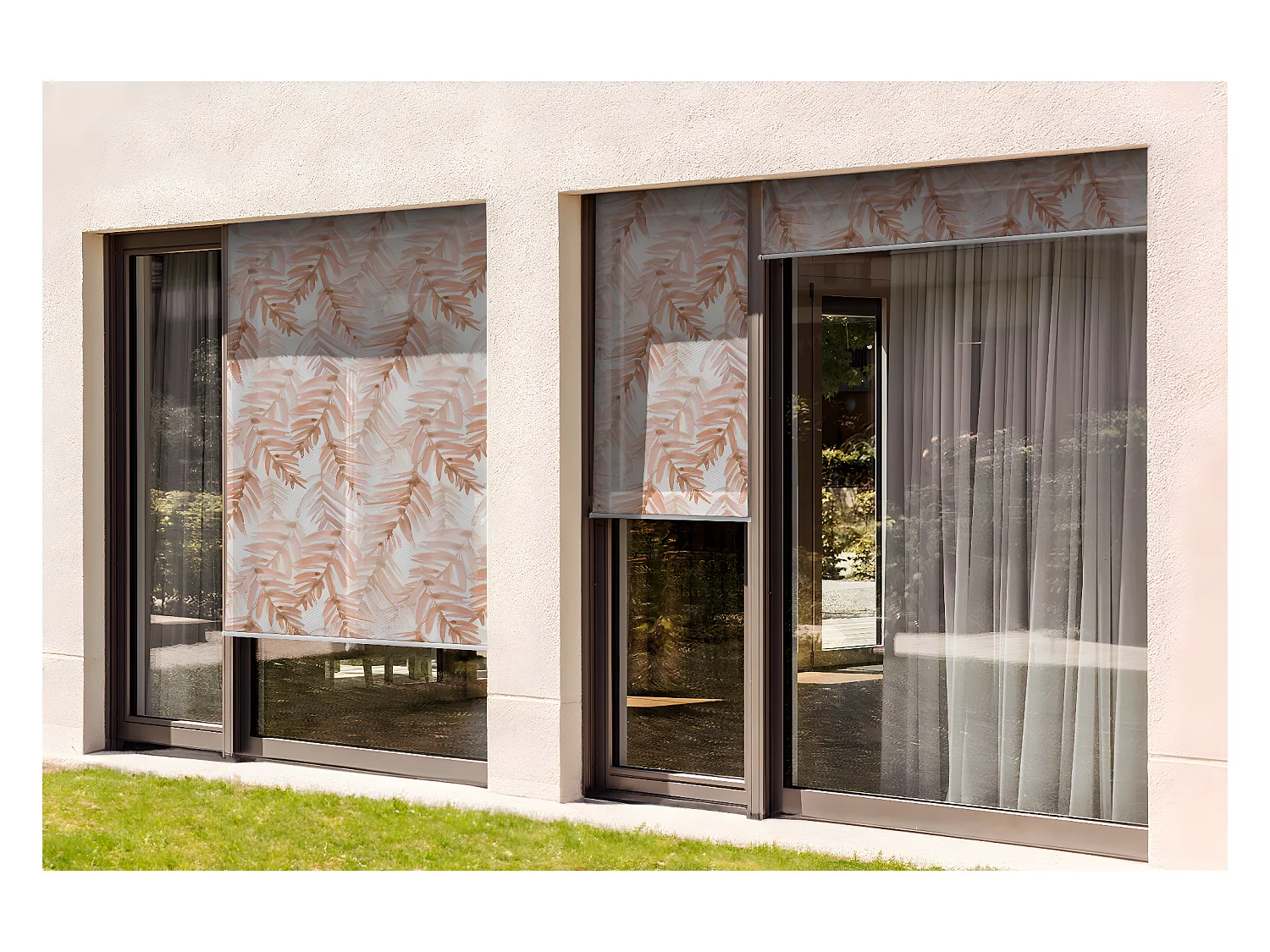 Store enrouleur extérieur original - 140x290 cm - Feuilles pastel Rideau de balcon, Stores enrouleurs de balcon, Rideau pare-soleil