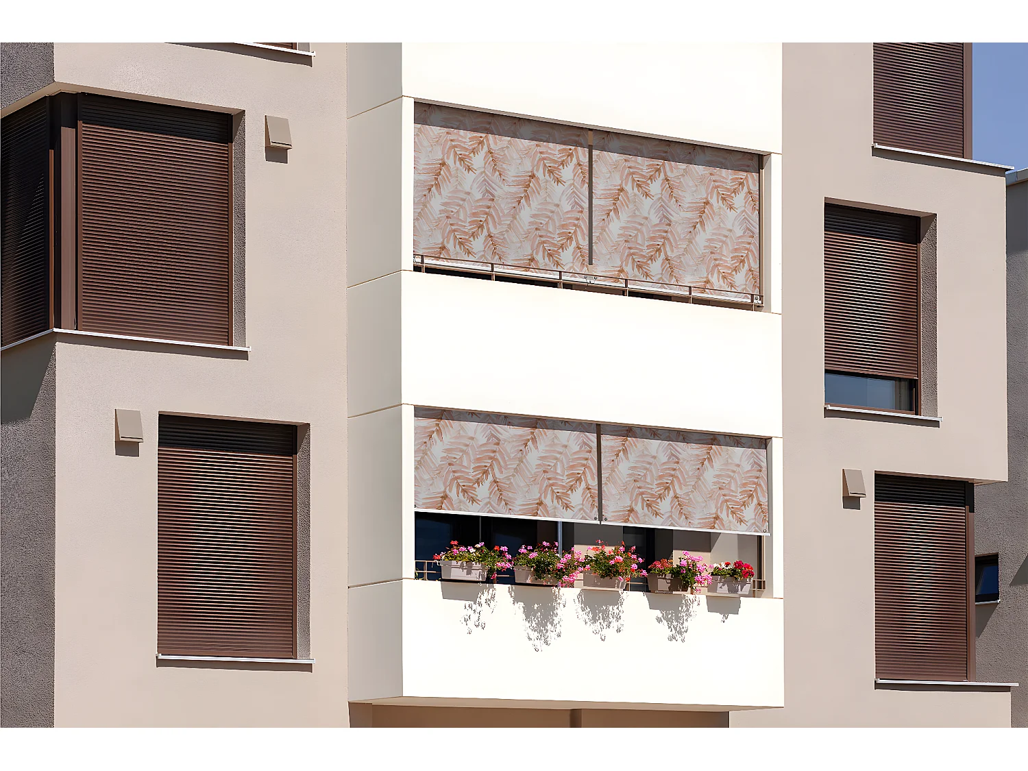 Store enrouleur extérieur original - 140x290 cm - Feuilles pastel Rideau de balcon, Stores enrouleurs de balcon, Rideau pare-soleil