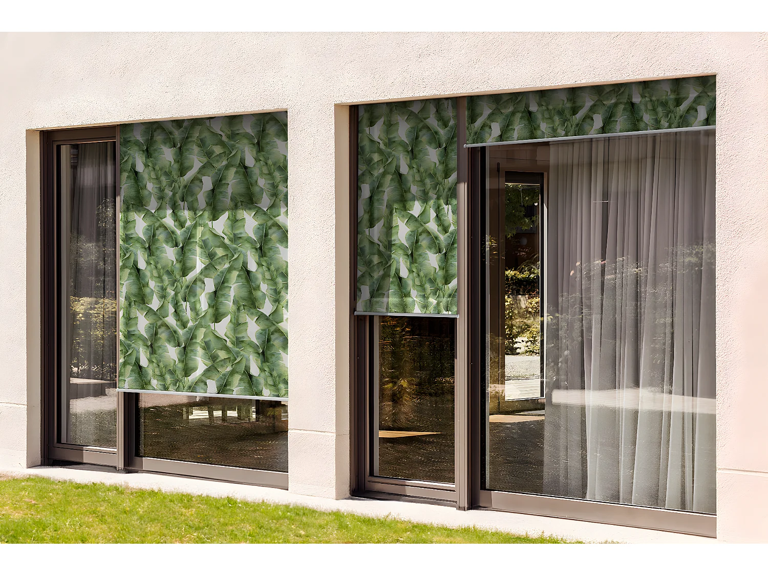 Enkel buitenrolgordijn - 50x290 cm - Bananenbladeren Balkongordijn, Balkonrolgordijnen, Zonwerend gordijn