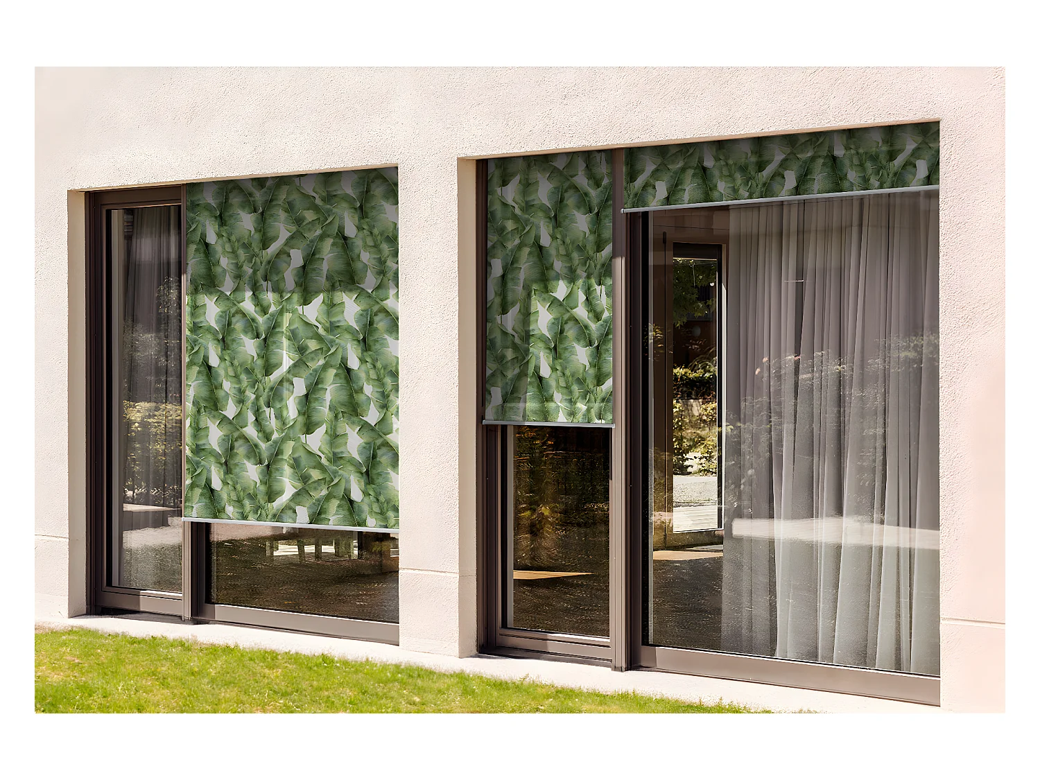 Store enrouleur extérieur unique - 50x290 cm - Feuilles de bananier Rideau de balcon, Stores enrouleurs de balcon, Rideau pare-soleil