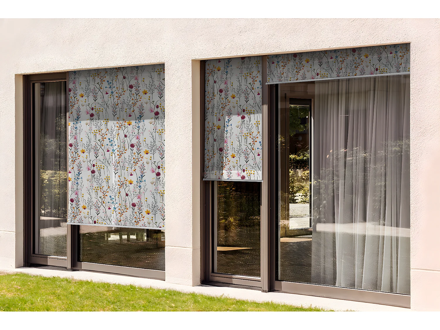 Store enrouleur extérieur élégant - 60x180 cm - Prairie fleurie colorée Rideau de balcon, Stores enrouleurs de balcon, Rideau de protection solaire