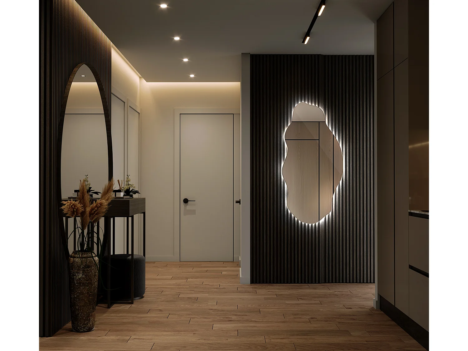 Espejo de pared LED decorativo industrial para salón dormitorio Boho Loft 40 cm x 80 cm - luz fría