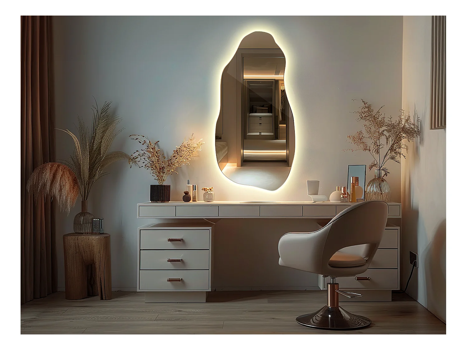 LED-Wandspiegel für Badezimmer, modernes Loft, Schlafzimmer, Badezimmer 40 cm x 80 cm – warmes Licht