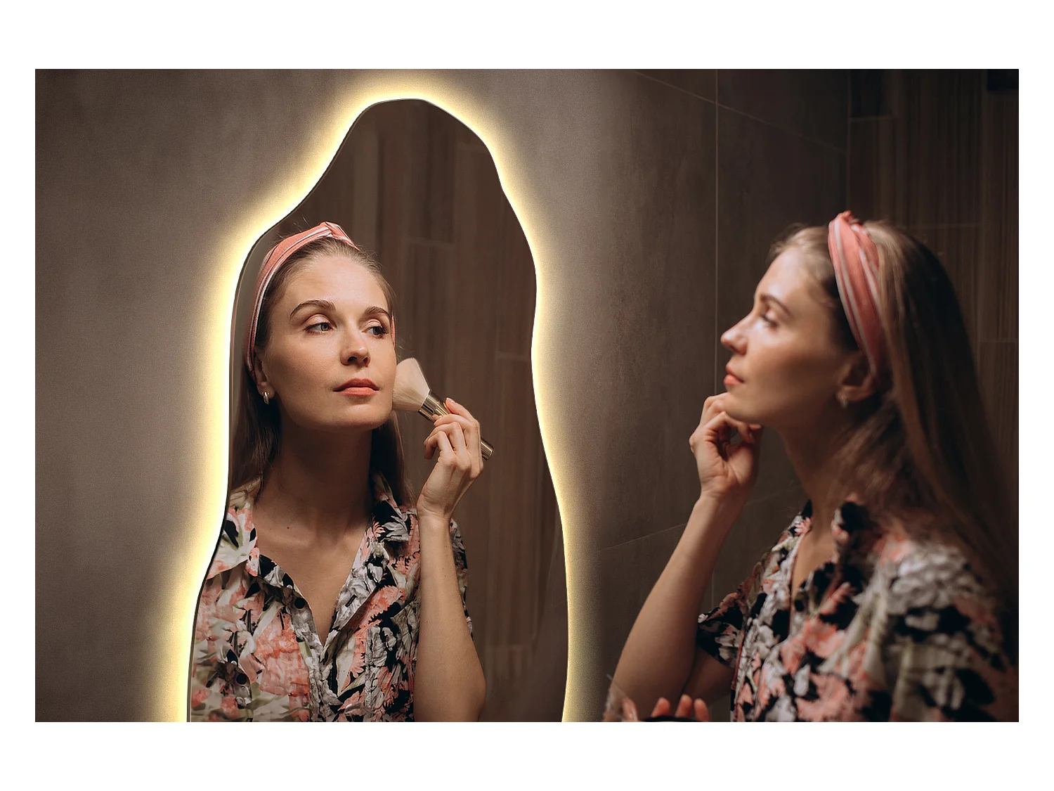 LED-Wandspiegel für Badezimmer, modernes Loft, Schlafzimmer, Badezimmer 40 cm x 80 cm – warmes Licht