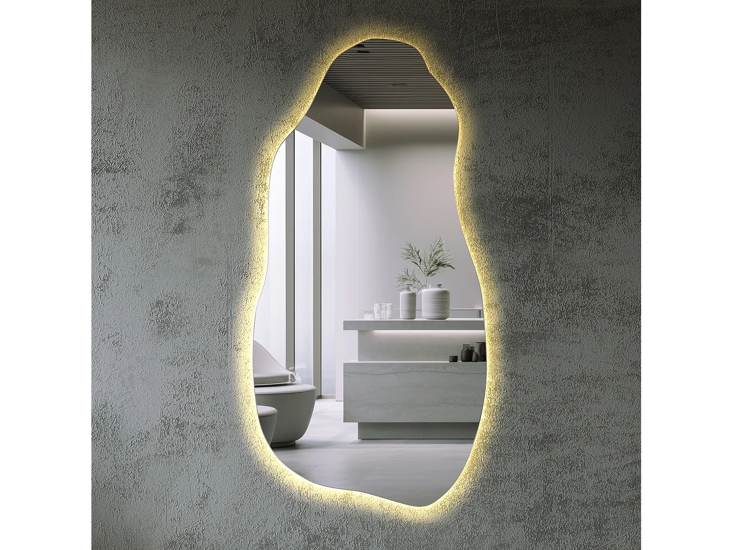 LED-Wandspiegel für Badezimmer, modernes Loft, Schlafzimmer, Badezimmer 40 cm x 80 cm – warmes Licht