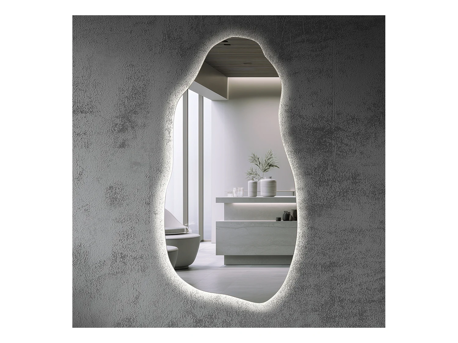 Specchio decorativo a LED da appendere Possibilità di installazione verticale e orizzontale 50 cm x 100 cm - luce fredda