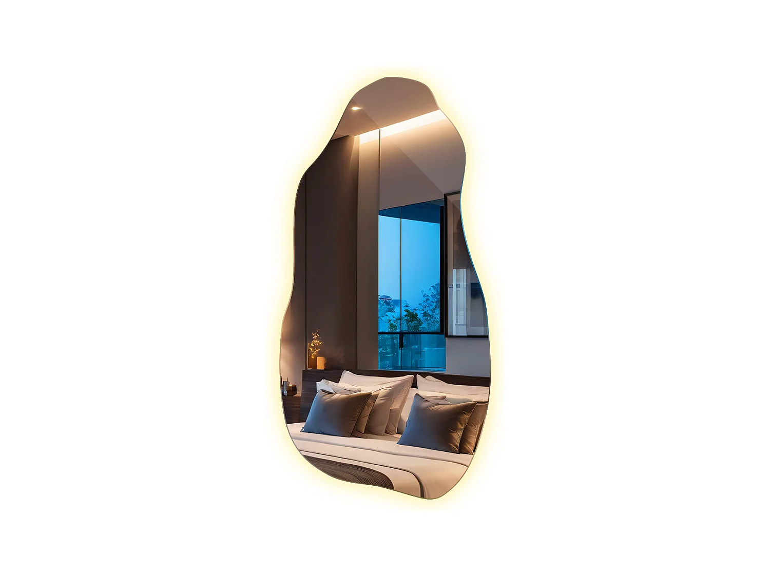 Miroir Lumineux LED Forme Moderne Décoration de Salle de Bain et Salon 50 cm x 100 cm - lumière chaude