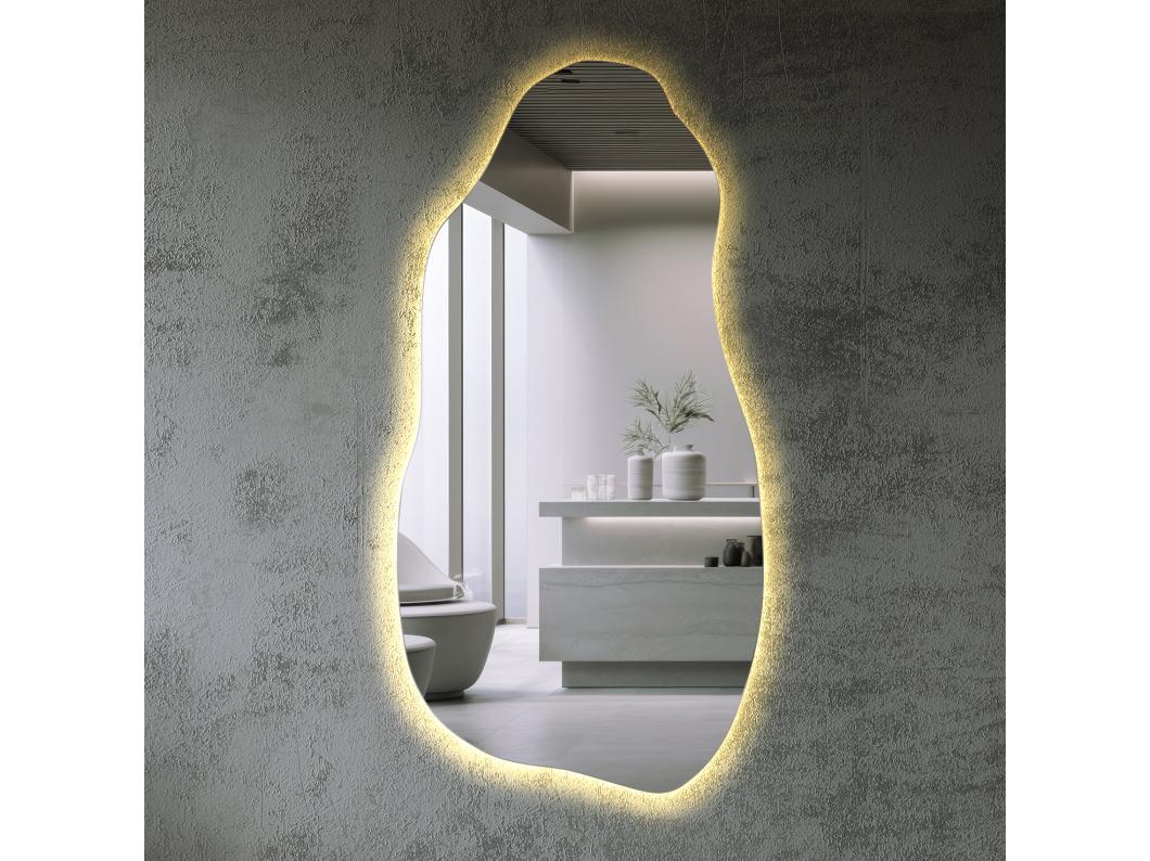 LED-verlichte spiegel moderne vorm badkamer- en woonkamerdecoratie 50 cm x 100 cm - warm licht