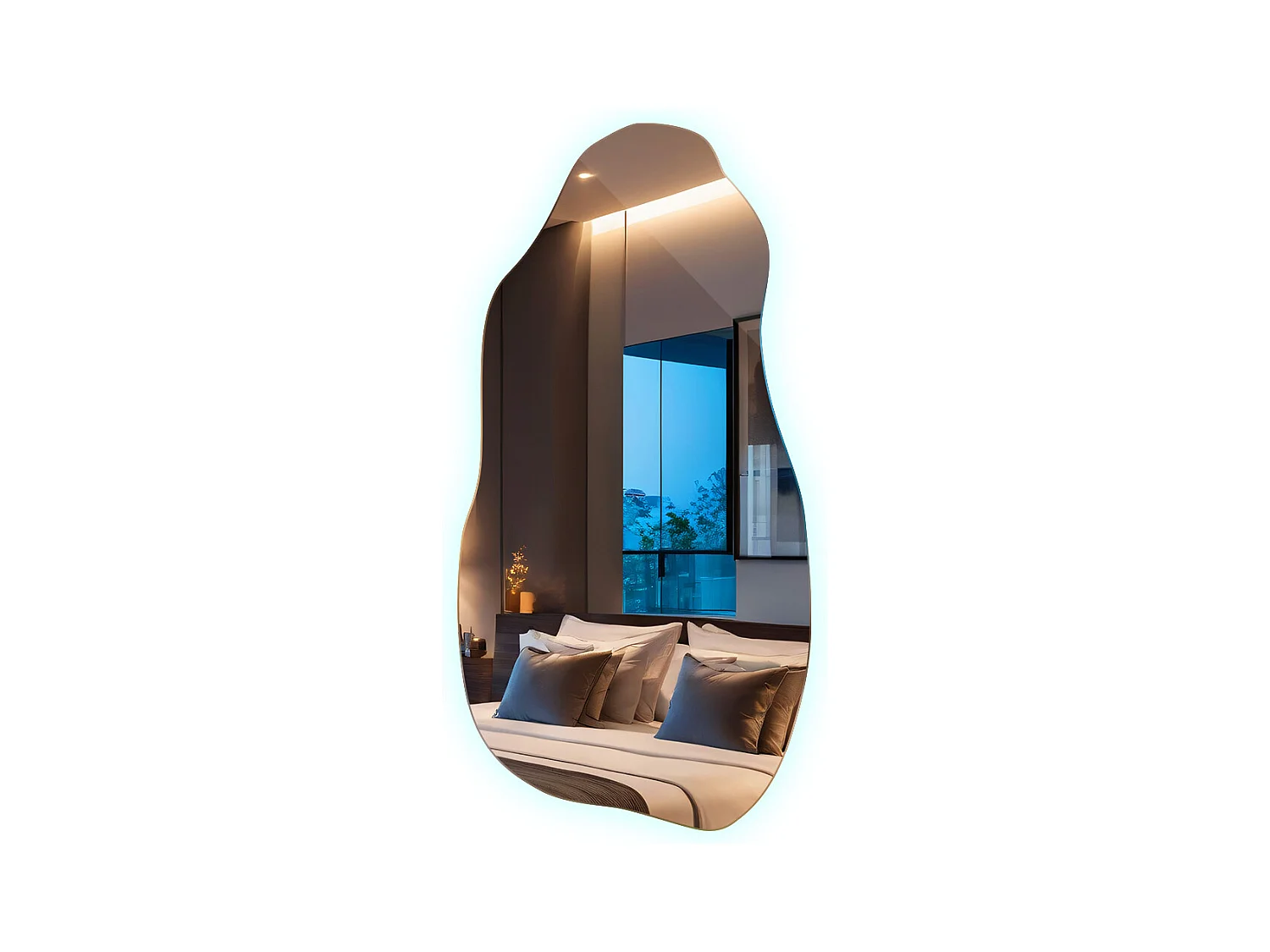 Miroir de Salle de Bain LED Décoratif Glamour Irrégulier Prêt à Poser 40 cm x 80 cm - lumière froide