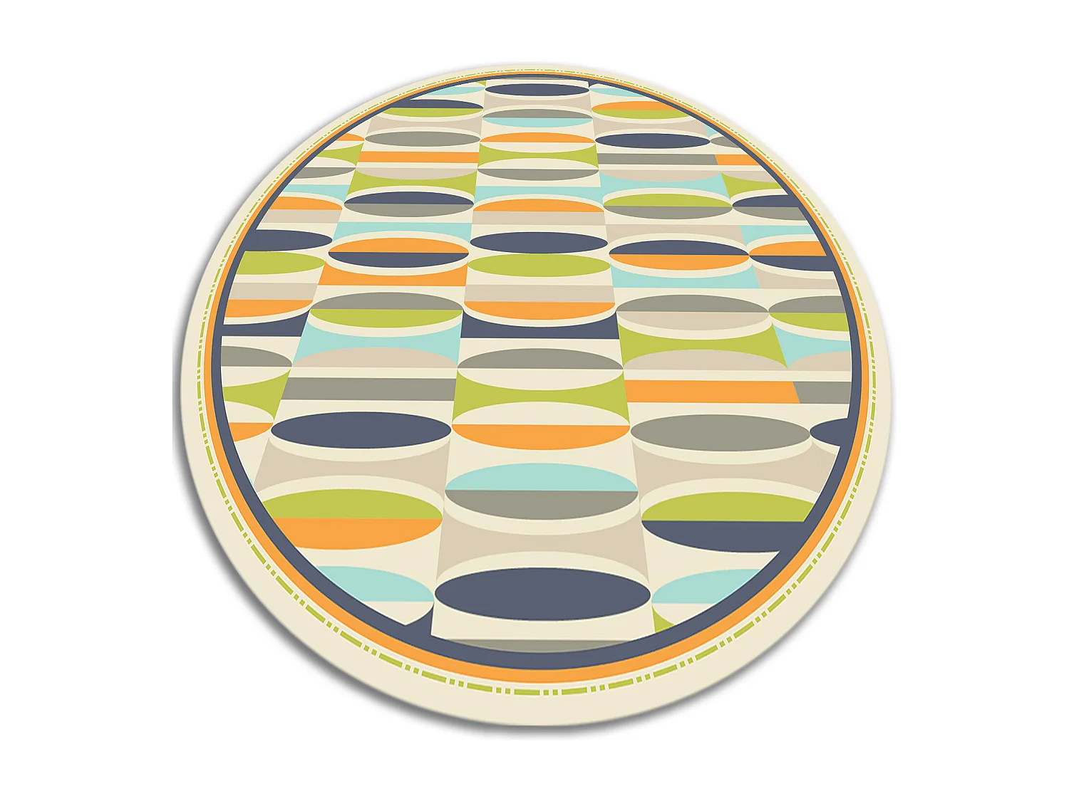 Tapis Vinyle 60cm Linoléum Imperméable Salon Rond PVC Pour la Cuisine - Ovales géométriques