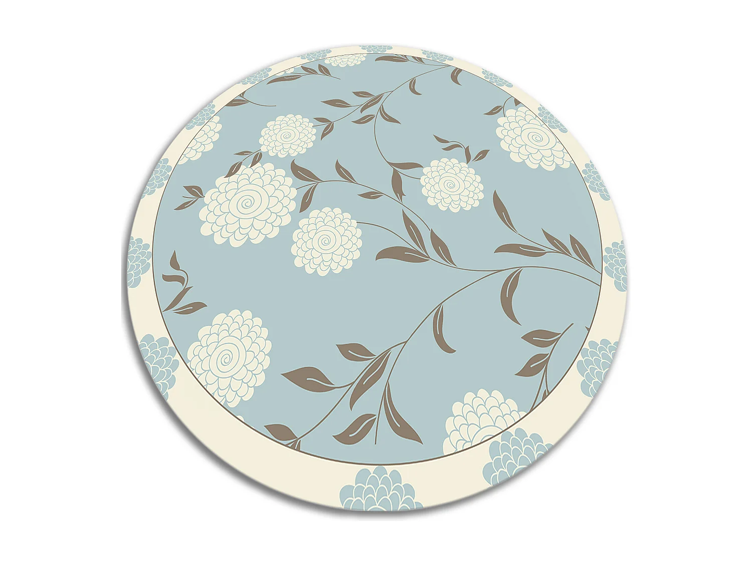 Tapis Vinyle 130cm Imperméable Pour la Cuisine PVC Salon Rond Linoléum - Gros bourgeons