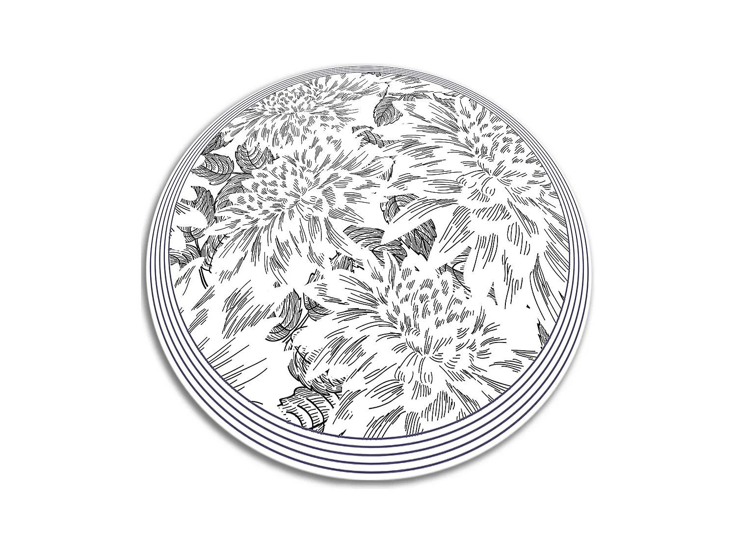 Tapis Vinyle 60cm Rond Salon Pour la Cuisine PVC Linoléum Imperméable - Les contours des bourgeons