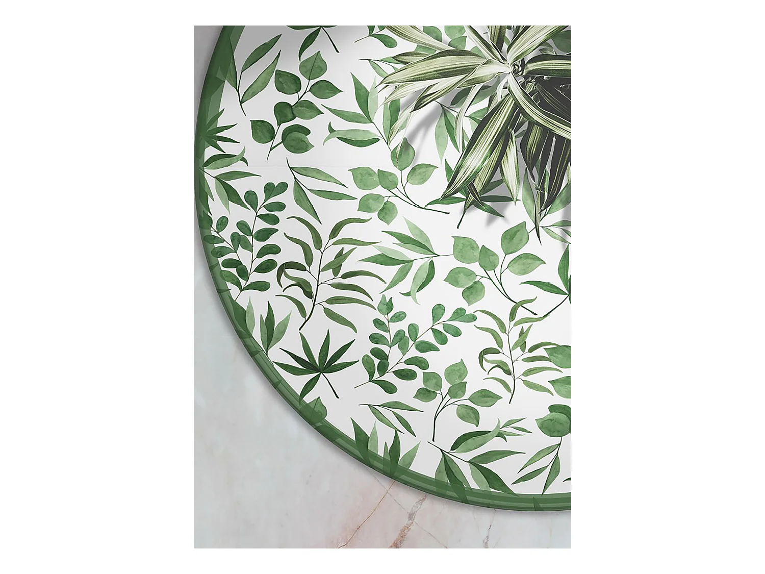 Teppich Vinyle 110cm PVC Wasserdicht Dekorativ Küchenmatte für das Wohnzimmer Rund - Kleine Blätter