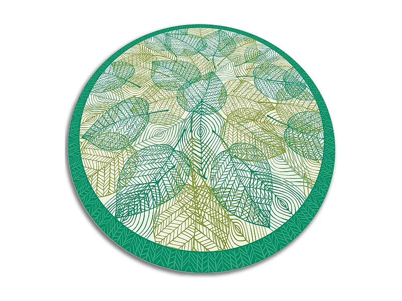 Tappeto Vinile 70cm Impermeabile Per la Cucina e il Soggiorno Rotondo PVC Moderno - Foglia