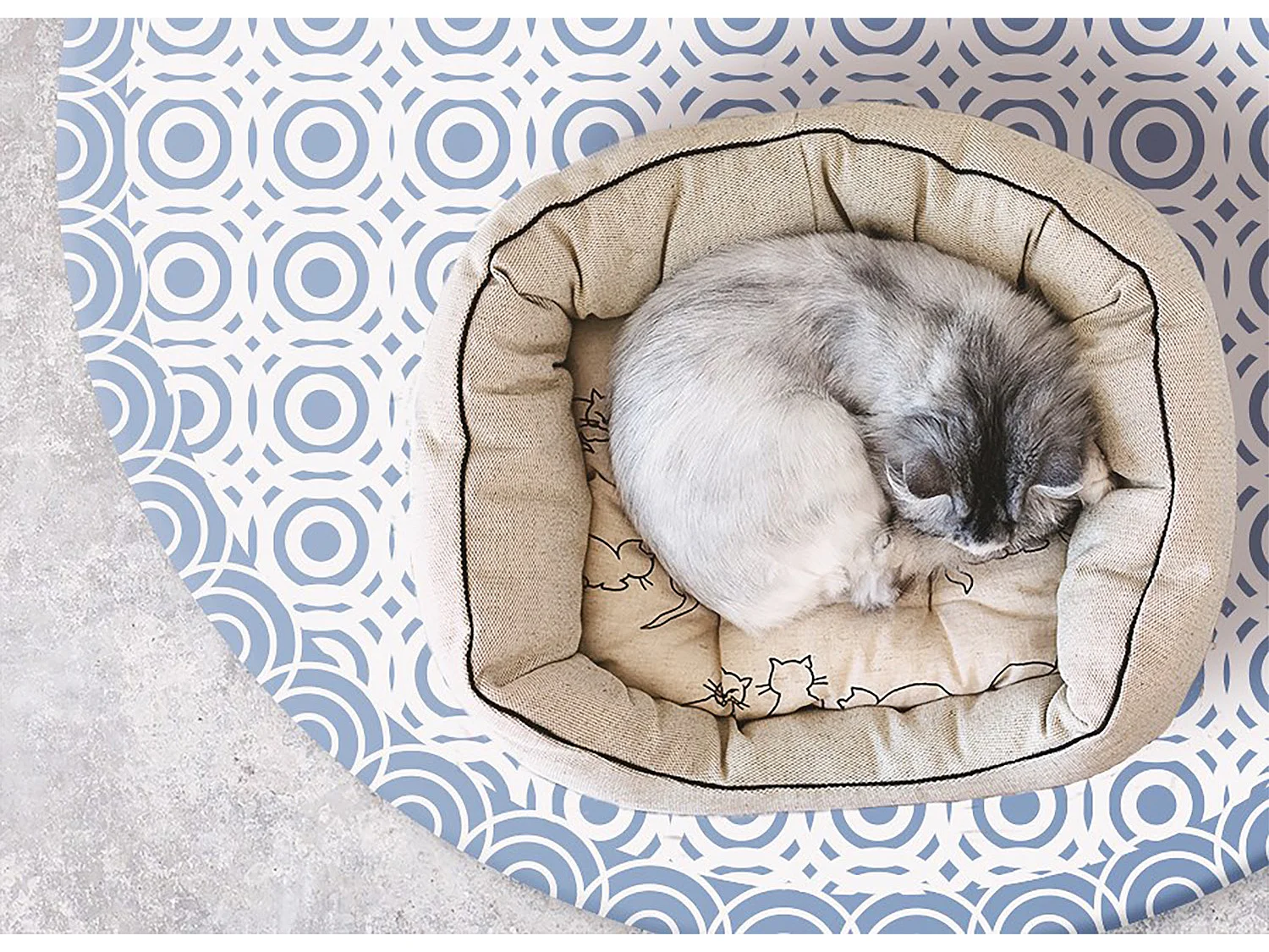 Tapis Vinyle 100cm Rond Salon Linoléum Pour la Cuisine PVC Imperméable - Cercles répétables