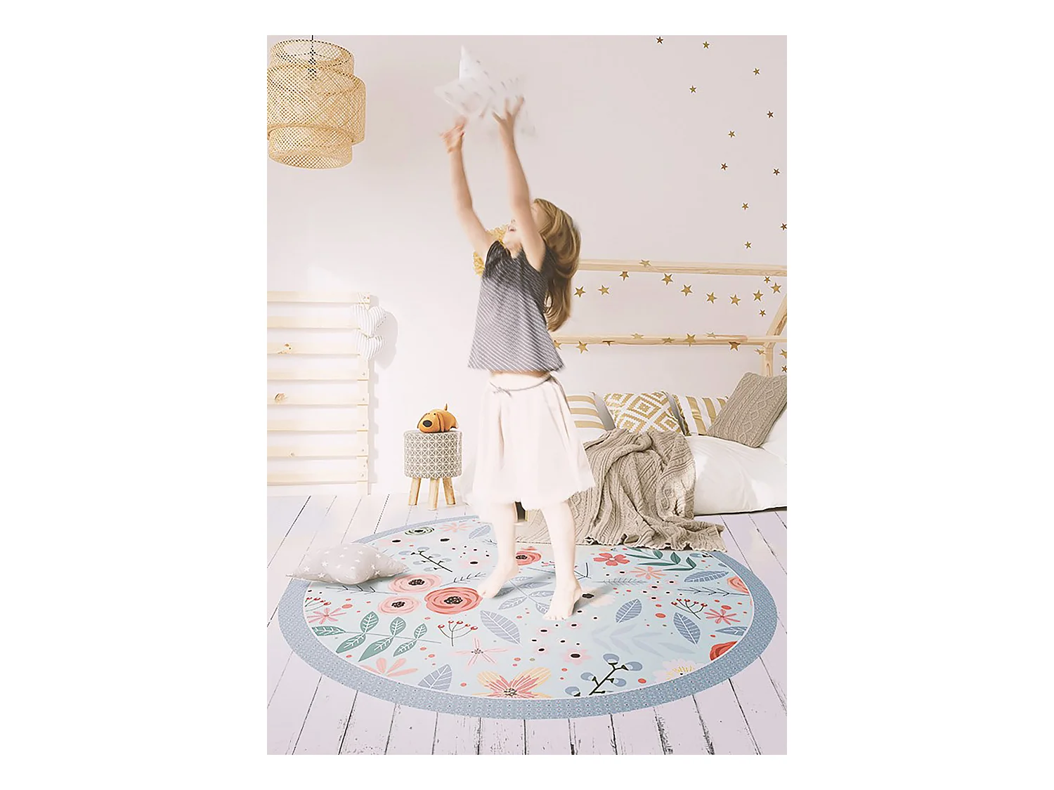 Tapis Vinyle 70cm Salon Linoléum Pour la Cuisine Imperméable Rond PVC - fleurs de pré