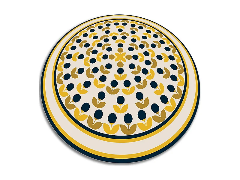 Tapijt Vinyl 70cm Decoratie Rond PVC Waterdichte voor Woonkamer Keuken - Herhaalbare bloemen