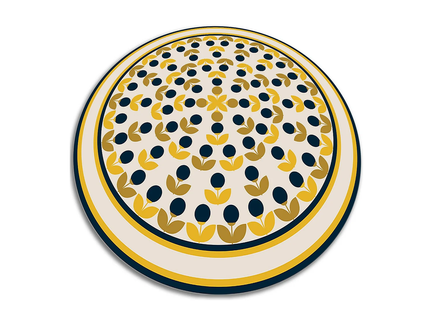 Tapis Vinyle 70cm PVC Linoléum Imperméable Pour la Cuisine Salon Rond - Fleurs reproductibles