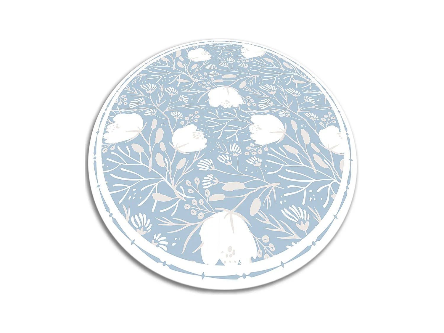 Tapis Vinyle 150cm Imperméable Pour la Cuisine PVC Salon Rond Linoléum - Pousses et bourgeons