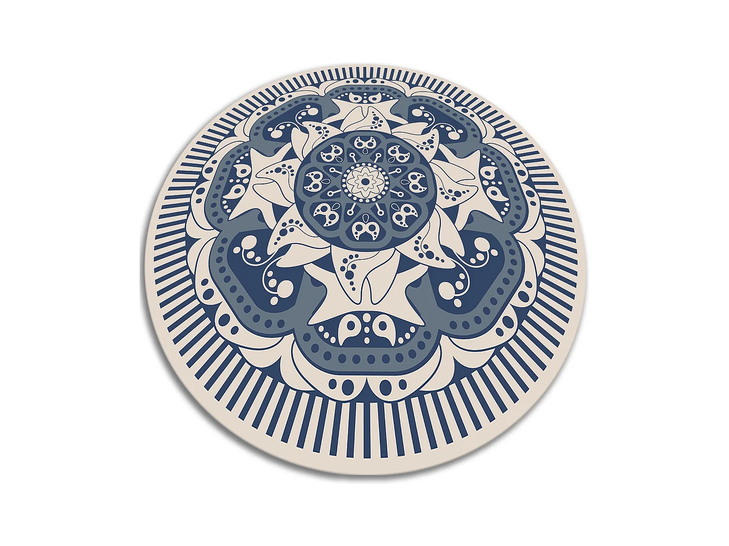 Tapis Vinyle 140cm Pour la Cuisine Rond Salon Imperméable PVC Linoléum - Mandalas floraux