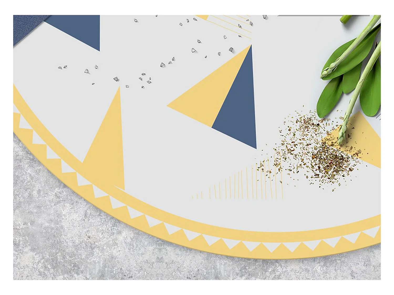 Tapis Vinyle 90cm Pour la Cuisine Rond PVC Salon Linoléum Imperméable - Triangles géométriques