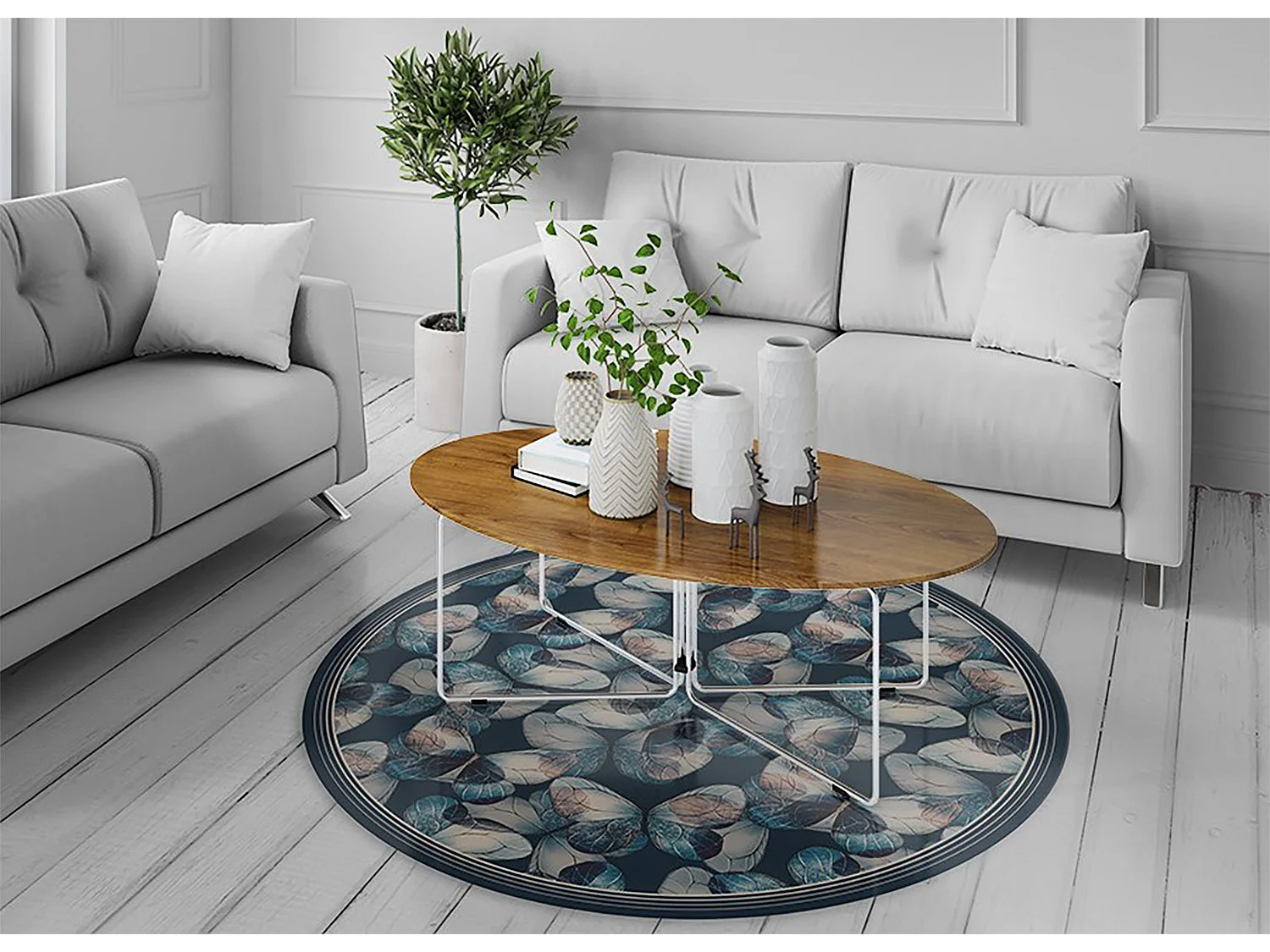 Tapijt Vinyl 120cm Decoratie Waterdichte Rond voor Woonkamer Keuken PVC - Vlinders