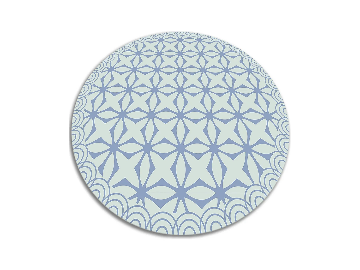 Tapis Vinyle 110cm PVC Linoléum Imperméable Pour la Cuisine Salon Rond - Étoiles géométriques