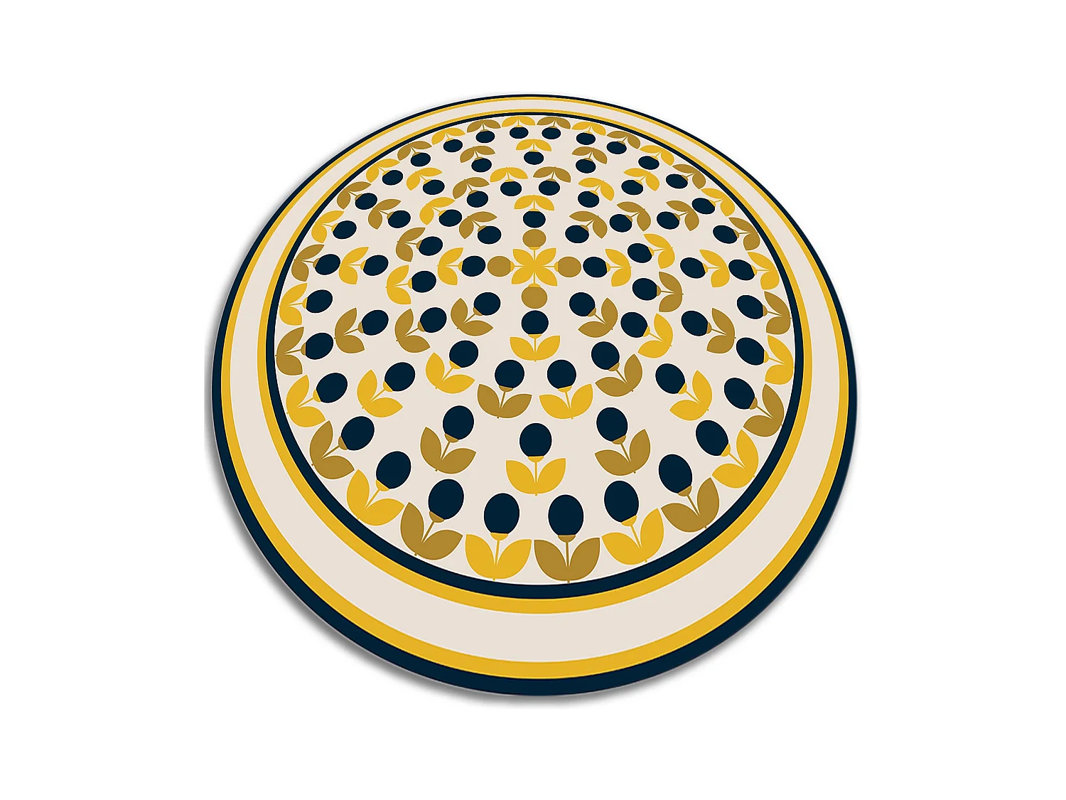 Tapis Vinyle 50cm PVC Linoléum Imperméable Pour la Cuisine Salon Rond - Fleurs reproductibles