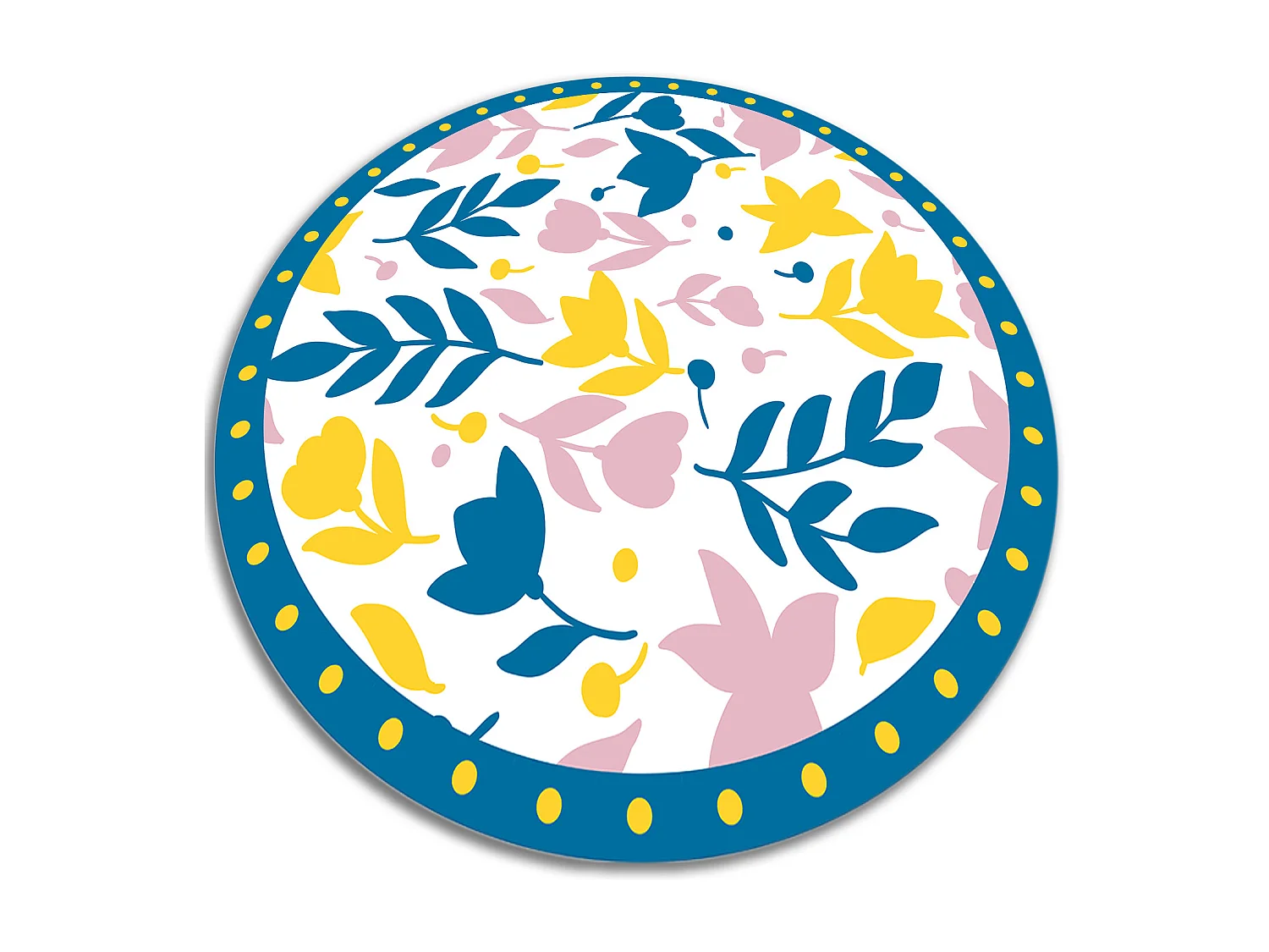 Tapis Vinyle 80cm Rond Salon Pour la Cuisine PVC Linoléum Imperméable - Fleurs abstraites