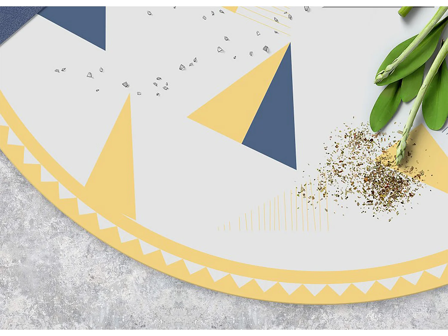 Tappeto Vinile 130cm PVC Impermeabile Per la Cucina e il Soggiorno Moderno Rotondo - Triangoli geometrici