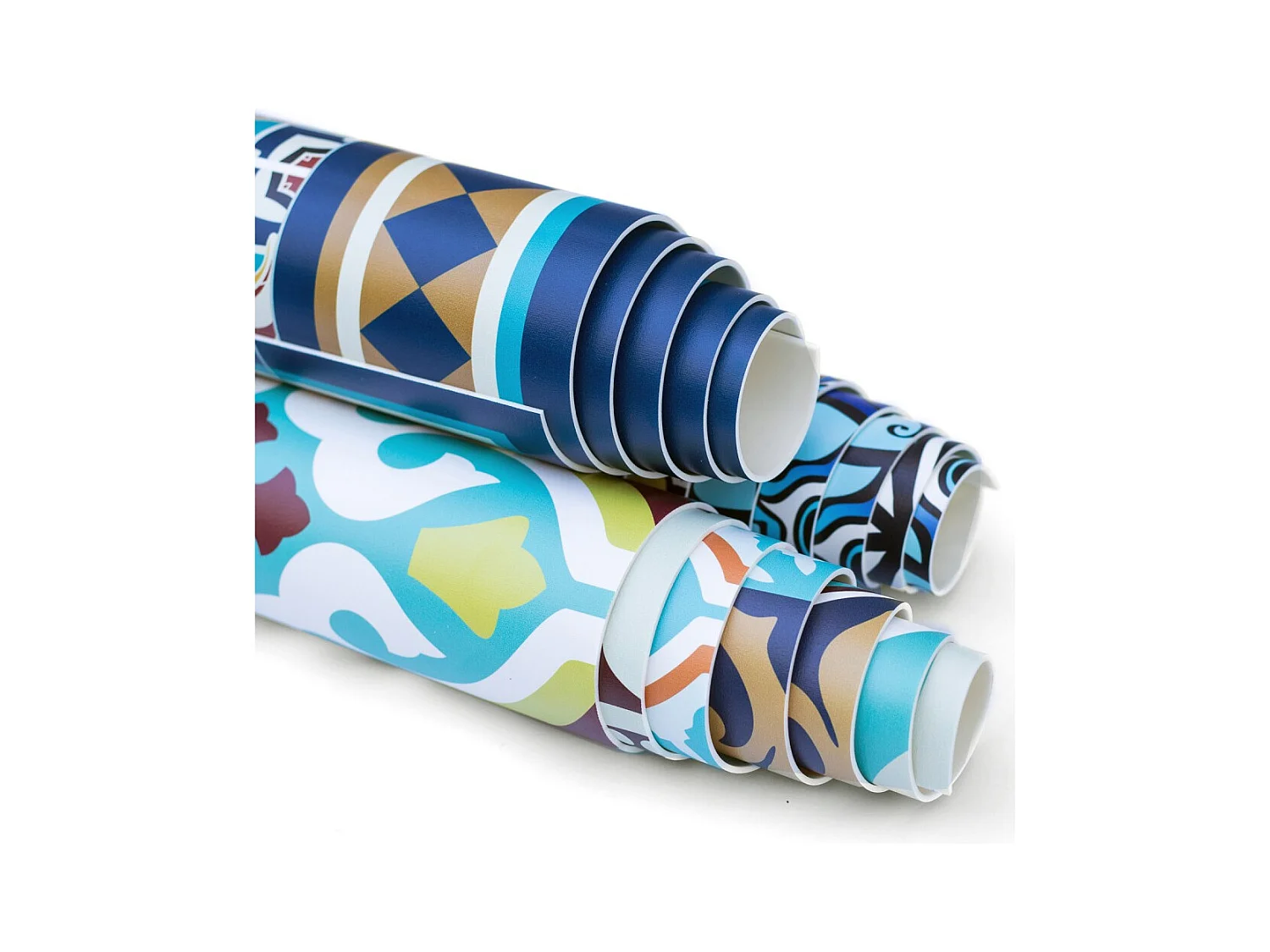 Tapis Vinyle 140cm PVC Linoléum Imperméable Pour la Cuisine Salon Rond - Étoiles géométriques