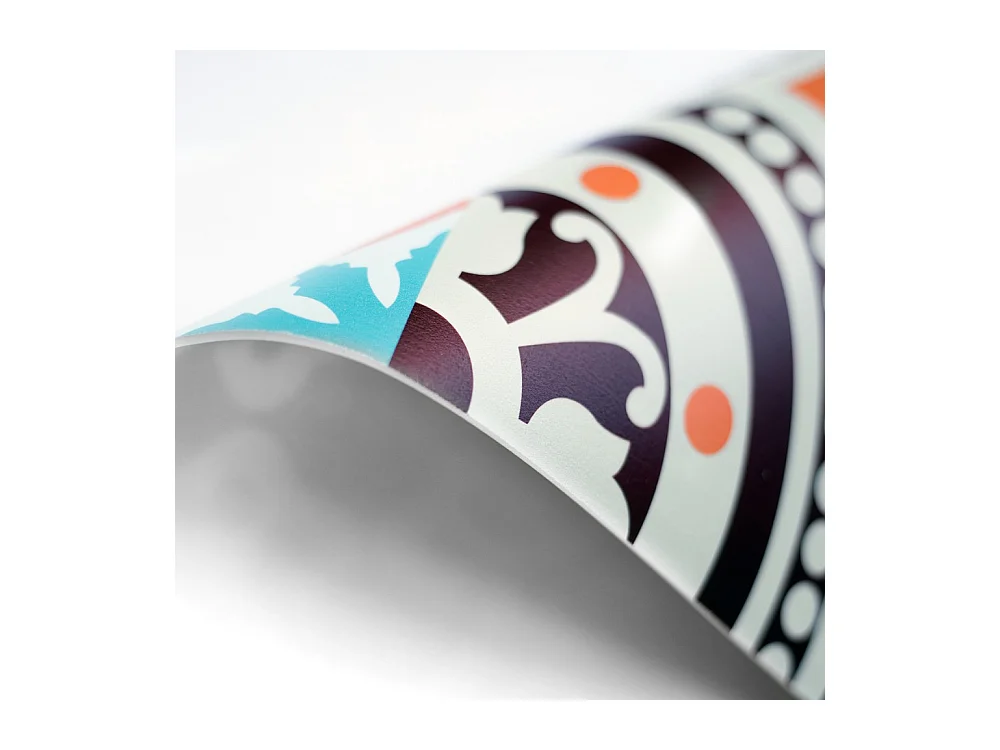 Tapis Vinyle 140cm PVC Linoléum Imperméable Pour la Cuisine Salon Rond - Étoiles géométriques