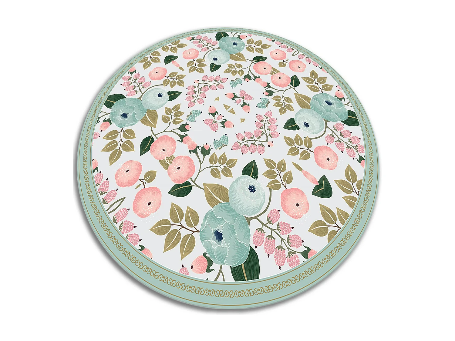 Tapis Vinyle 130cm Pour la Cuisine Imperméable Salon Rond PVC Linoléum - Fleur