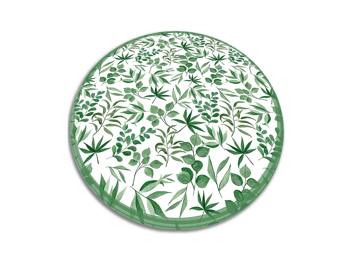 Tapis Vinyle 130cm Pour la Cuisine Rond PVC Salon Linoléum Imperméable - Petites feuilles