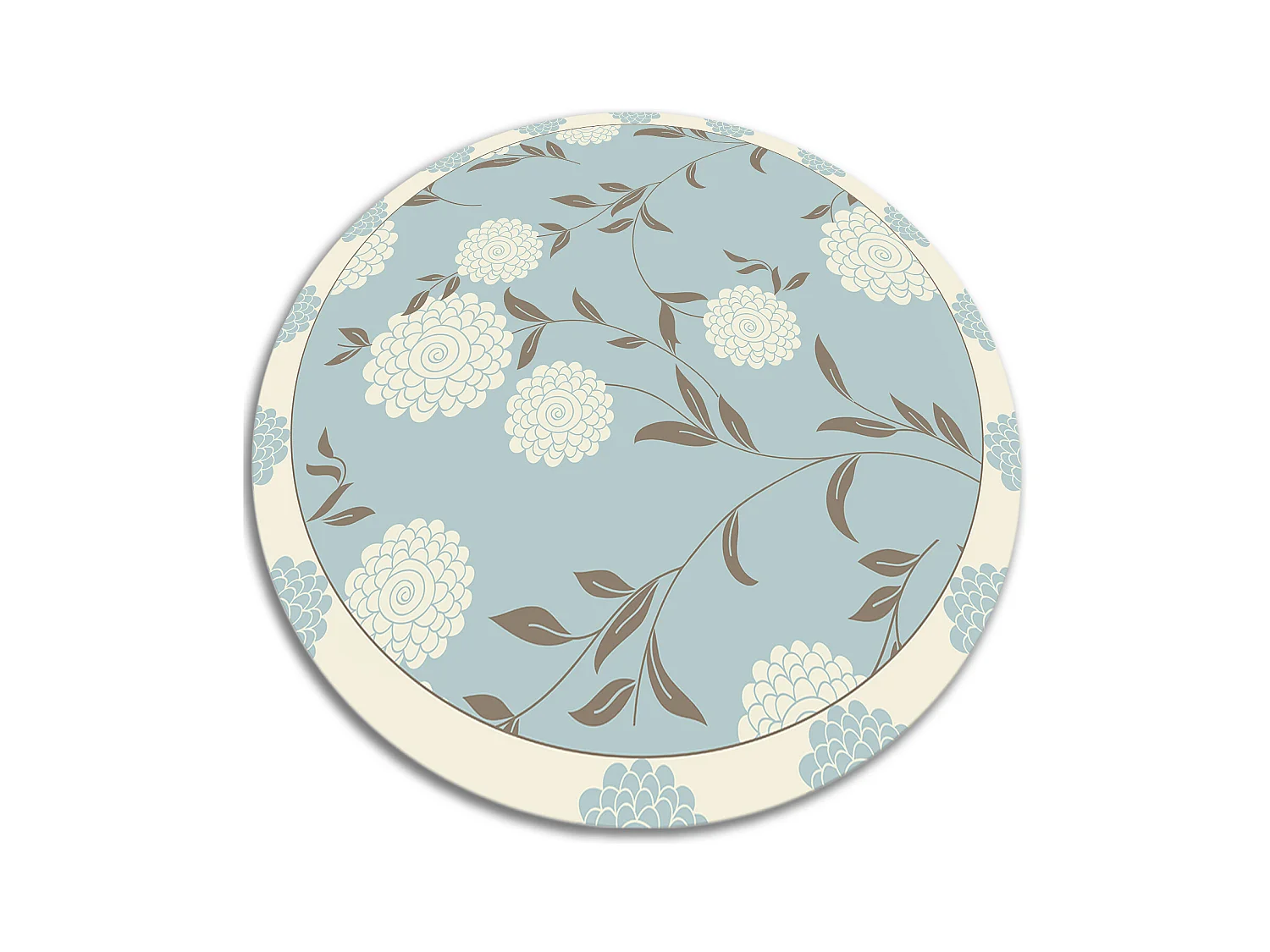 Tappeto Vinile 70cm Moderno PVC Rotondo Per la Cucina e il Soggiorno Impermeabile - Boccioli grandi