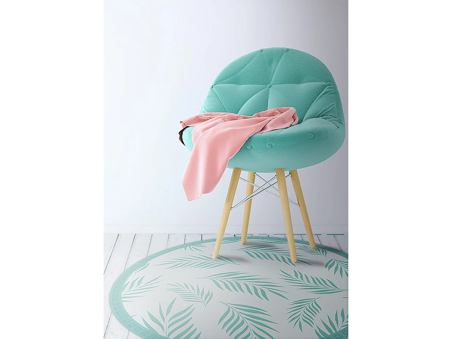 Tapis Vinyle 60cm Salon Linoléum Pour la Cuisine Imperméable Rond PVC - Feuilles hawaïennes