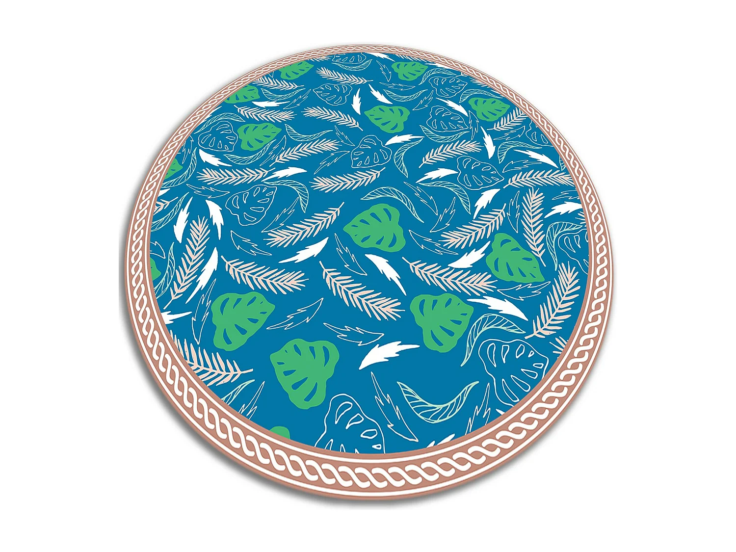 Tapijt Vinyl 70cm Decoratie Rond PVC Waterdichte voor Woonkamer Keuken - Hawaiiaanse bladeren