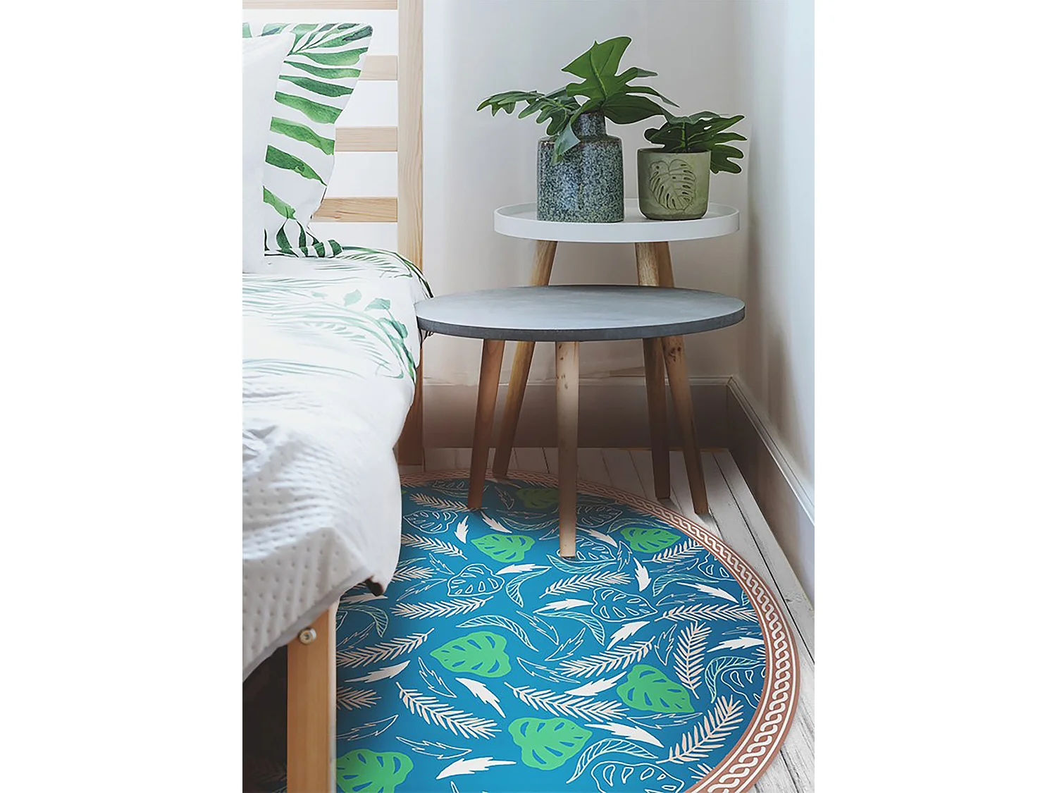 Tapijt Vinyl 70cm Decoratie Rond PVC Waterdichte voor Woonkamer Keuken - Hawaiiaanse bladeren