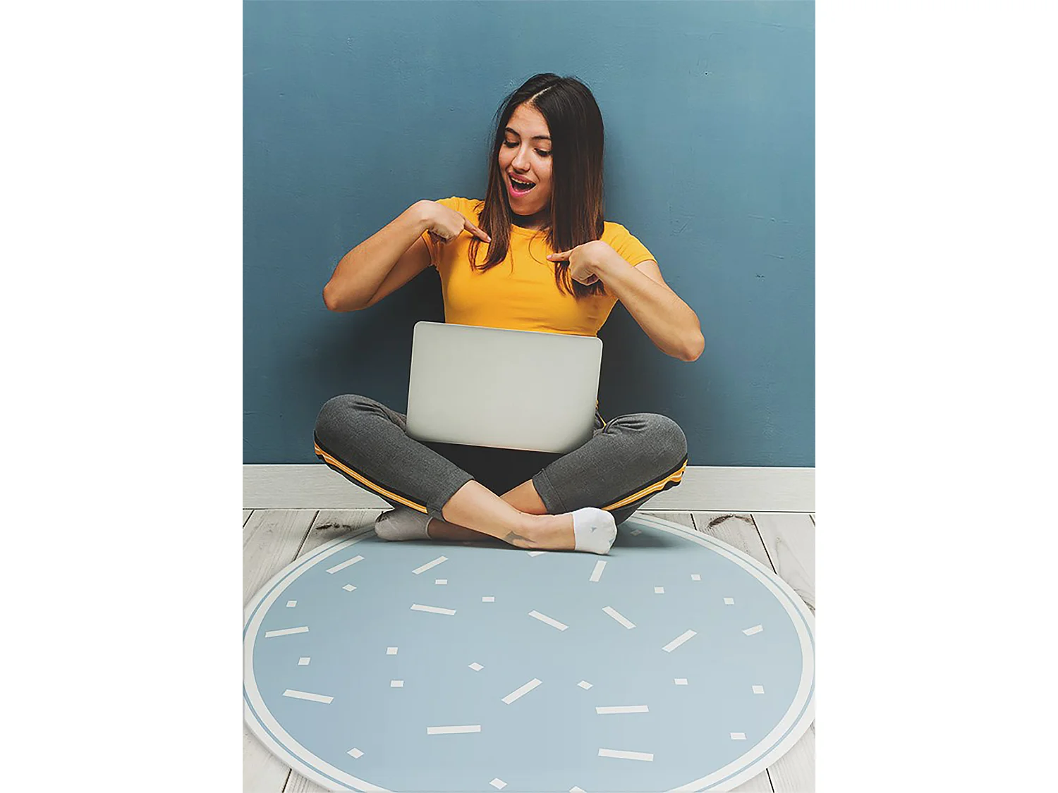 Tapis Vinyle 70cm Salon Linoléum Pour la Cuisine Rond Imperméable PVC - Tirets