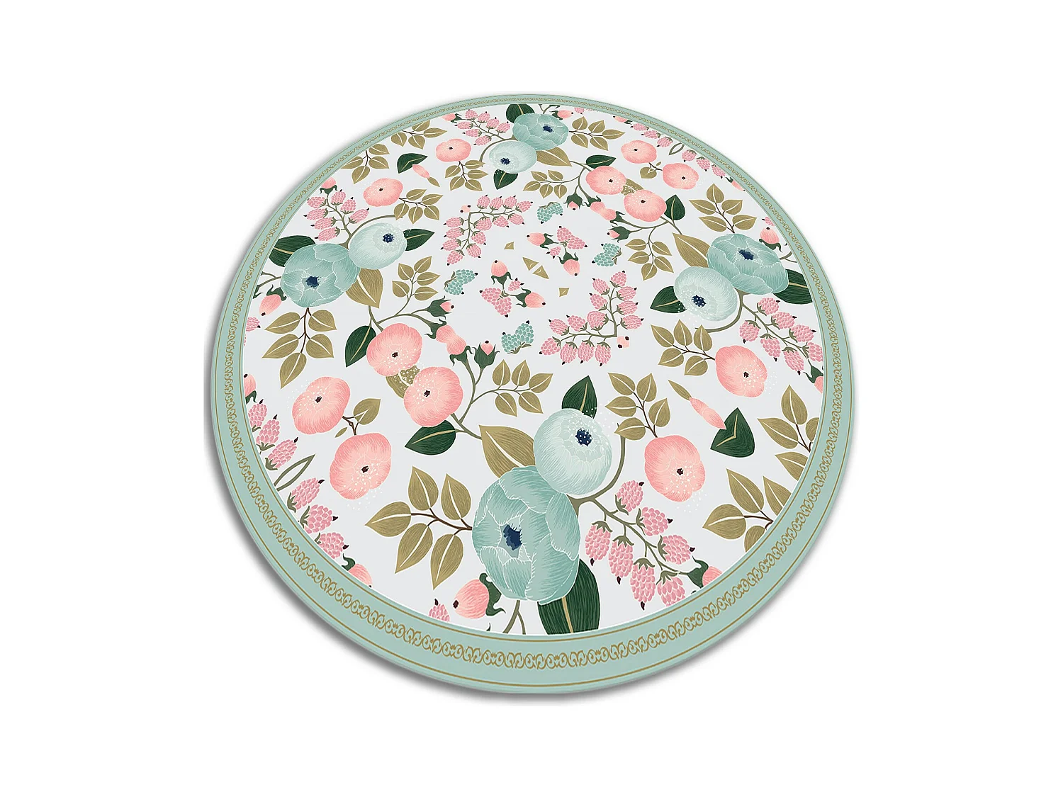 Alfombra Vinílica 100cm PVC de Cocina Vinilo Decoración Redonda Impermeable Salón - Flor