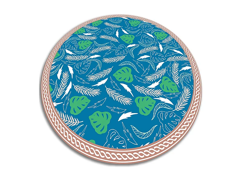 Teppich Vinyle 150cm Küchenmatte für das Wohnzimmer Rund PVC Dekorativ Wasserdicht - Hawaiianische Blätter