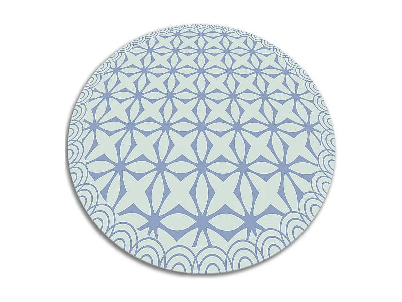 Tapis Vinyle 90cm PVC Linoléum Imperméable Pour la Cuisine Salon Rond - Étoiles géométriques